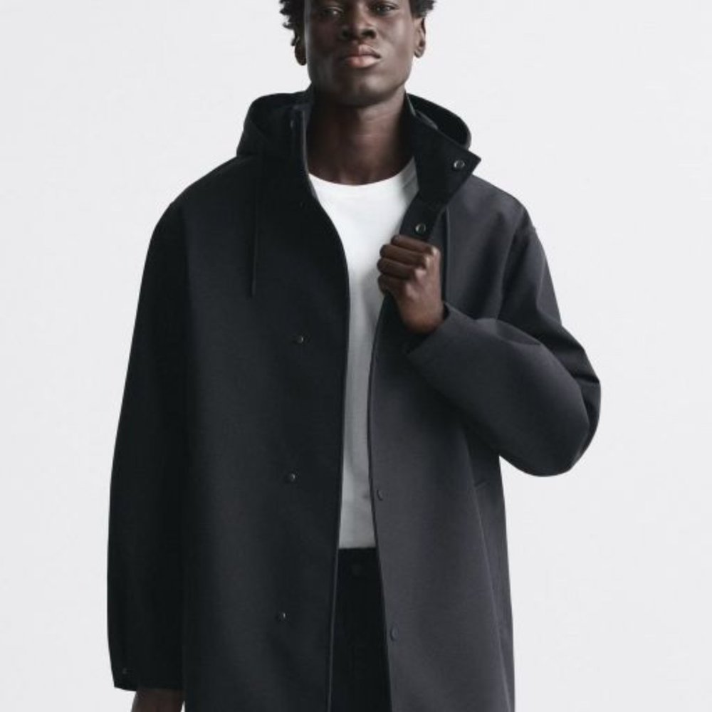 Zara Technical Water Repellent Parka Black 8281/885 Men's - Picture 4 of 14
